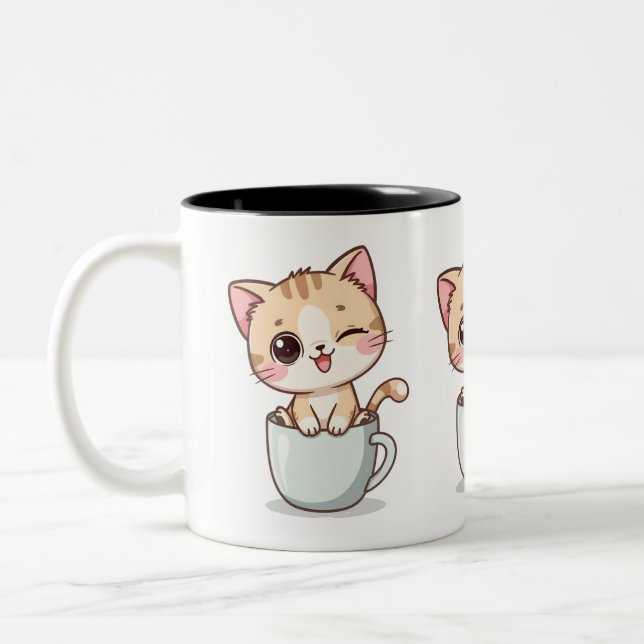 Cute Cat Café Mug - Drôle Amoureux des chats Cadea (Gauche)