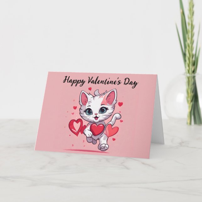 Cute Cat Carte de Saint-Valentin à thème (Devant)