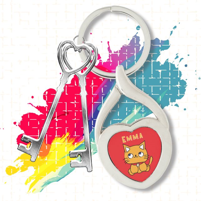 Cute Cat Cartoon Colourful Kawaii Kitty Keychain (Creator Uploaded)