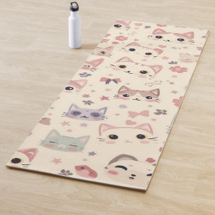 Cute Cat Cartoon Funny Pattern party Yoga Mat