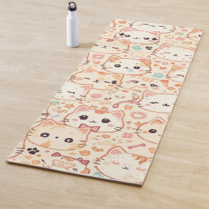 Cute Cat Cartoon Funny Pattern party Yoga Mat