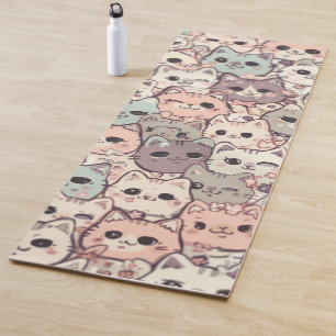 Cute Cat Cartoon Funny Pattern party Yoga Mat