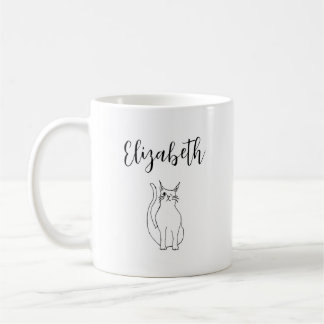 Cute Cat Cartoon Kitty Drawing Personalized Coffee Mug