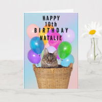 Cute Cat, change age and name, Birthday Card Cat