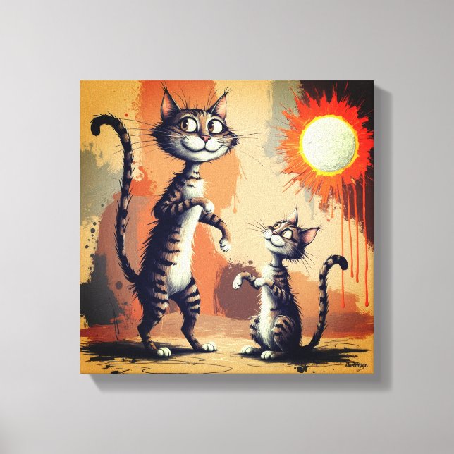 Cute Cat Characters Art Canvas Print (Front)