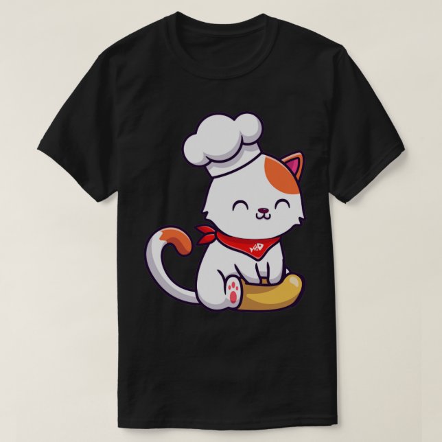 Cute Cat Chef Cooking T-Shirt (Design Front)