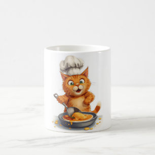 Cute Cat Chef Making Pancakes Coffee Mug