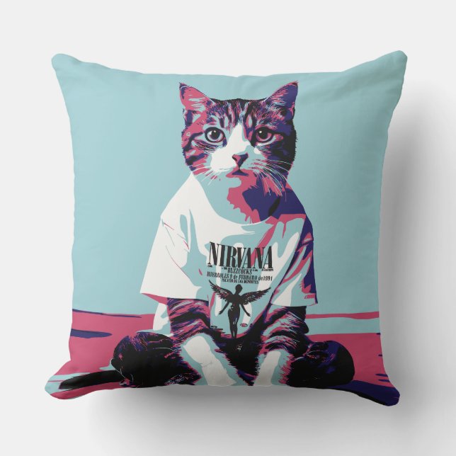 Cute Cat Chillin' Throw Pillow (Front)