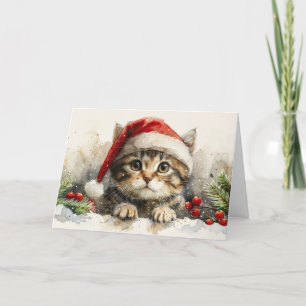 Cute Cat Christmas Cards Kitten Holiday Greeting