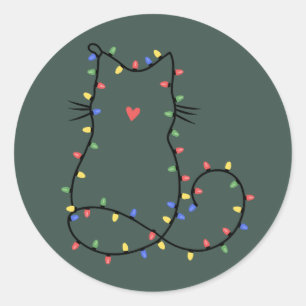 Cute Cat Christmas Cat Mom Funny Xmas Cat Lover Classic Round Sticker