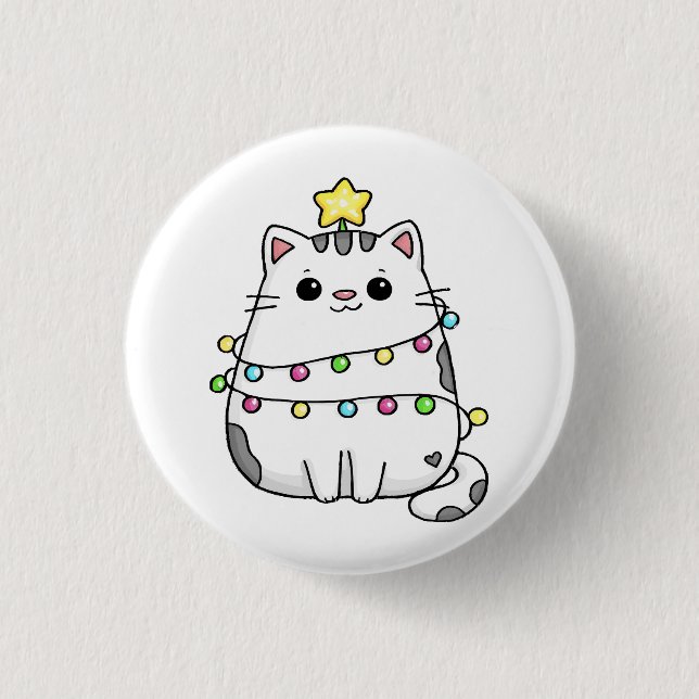 Cute Cat Christmas design  1 Inch Round Button (Front)