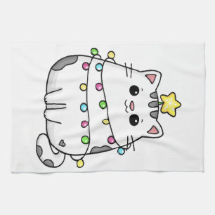 Cute Cat Christmas design Kitchen Towel