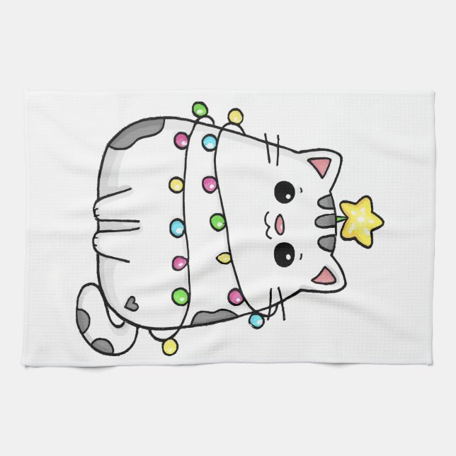Cute Cat Christmas design  Kitchen Towel (Horizontal)