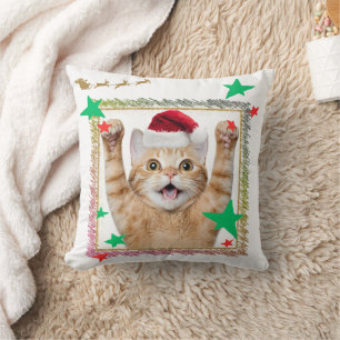 Cute Cat Christmas Design ♡ Throw Pillow