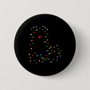 Cute Cat Christmas Light Graphic Cat Black Mom Lov 2 Inch Round Button
