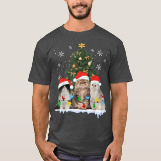 Cute Cat Christmas Light Tree Ornament Decor Cat L T-Shirt