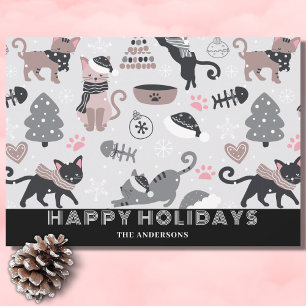 Cute Cat Christmas Name Holiday Card