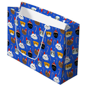 Cute Cat Christmas Patterned Large Gift Bag