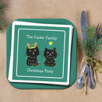 Cute Cat Christmas Personalized Green Party
