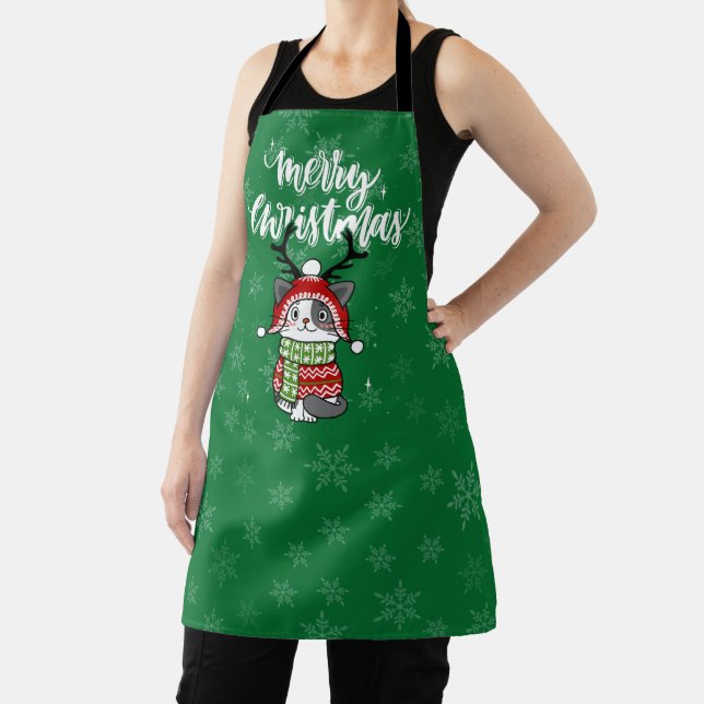 Cute Cat Christmas Stocking stuffers Galore Apron (Insitu)