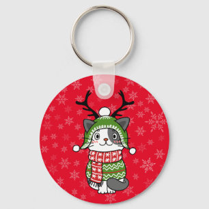 Cute Cat Christmas Stocking stuffers Galore Keychain