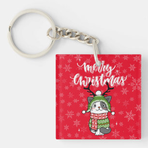 Cute Cat Christmas Stocking stuffers Galore Keychain