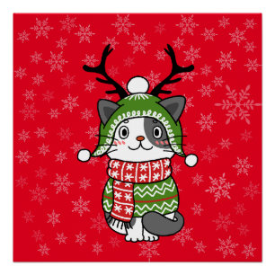 Cute Cat Christmas Stocking stuffers Galore Poster