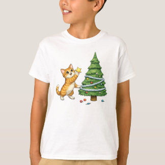 Cute Cat Christmas Tree Kids T-Shirt