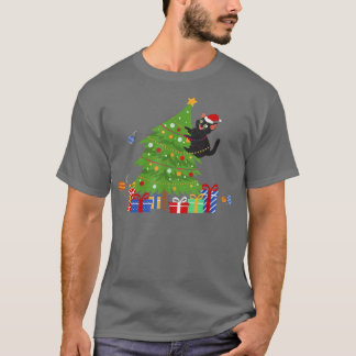 Cute Cat Christmas Tree Lights Kitty Owner Pet Lov T-Shirt
