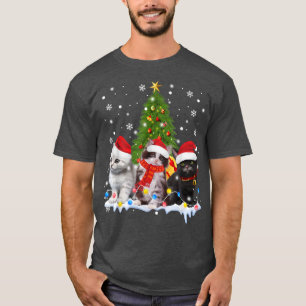 Cute Cat Christmas Tree Ornament Decor Cat Lovers T-Shirt