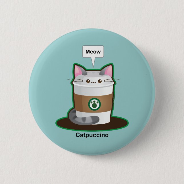 Cute Cat Coffee 2 Inch Round Button (Front)