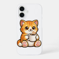 Cute Cat Coffee – Cozy Orange Cat Drinking Coffee 