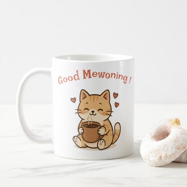 Cute Cat Coffee Mug Gift For Cat Lovers (With Donut)