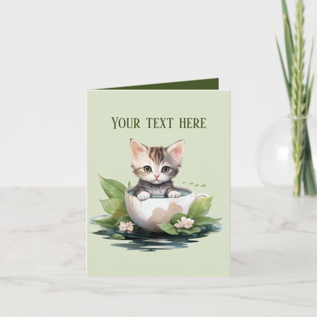 Cute cat coffee shop any purpose add message  card (Front)
