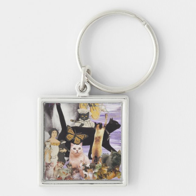 Cute Cat Collage 4 Keychain (Front)