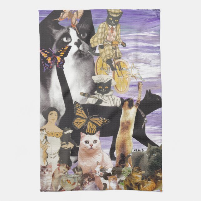 Cute Cat Collage 4 Kitchen Towel (Vertical)