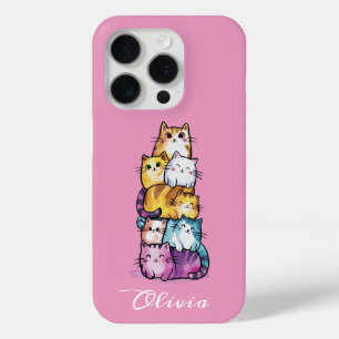 Cute Cat Colourful Watercolor Funny Animal Custom iPhone 15 Pro Case