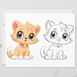 Cute cat colouring page
