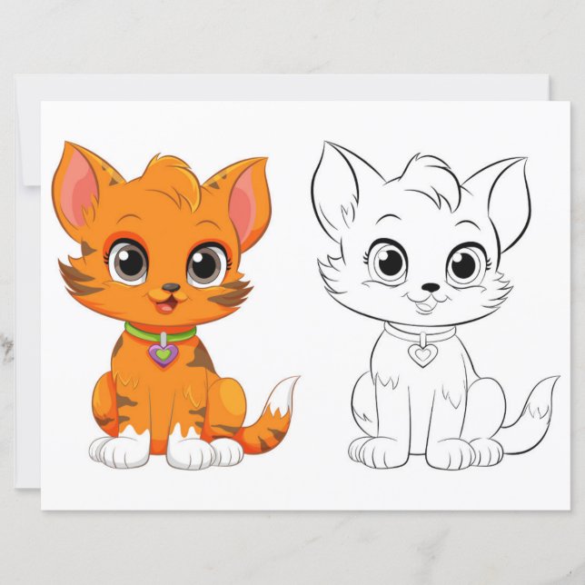 Cute cat colouring page (Front)