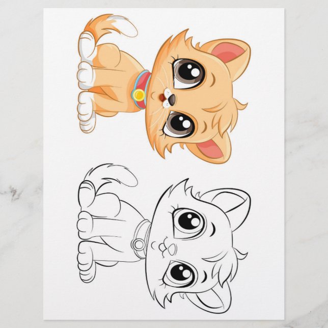 Cute cat colouring page (Front)