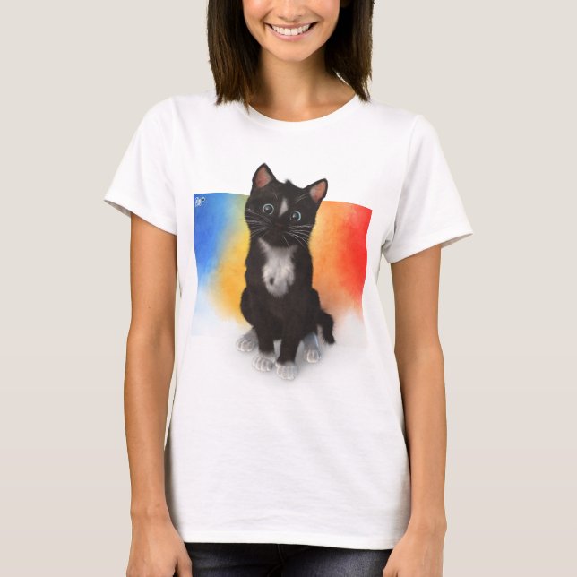 Cute Cat Colours - fade to white T-Shirt (Front)