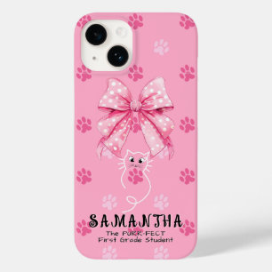 Cute Cat Coquette Bow – Pink School Gift for Girls Case-Mate iPhone 14 Case