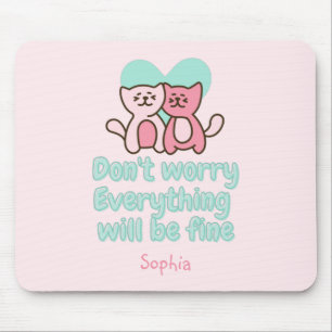 Cute Cat Couple and Encouragement Pastel  Mouse Pad