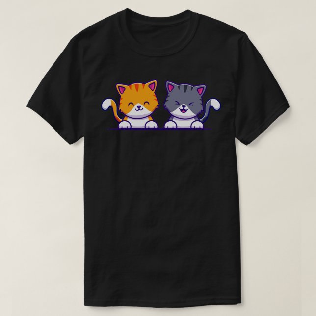 Cute Cat Couple Friend 1 T-Shirt (Design Front)