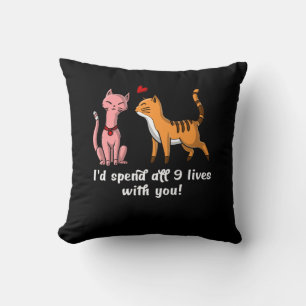 Cute Cat Couple Funny Kittens Valentines Day Throw Pillow