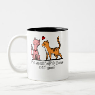 Cute Cat Couple Funny Kittens Valentines Day Two-Tone Coffee Mug