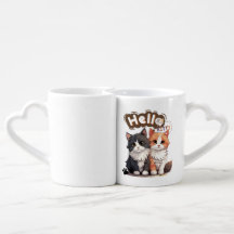 Cute Cat Couple “Hello Kitty” Love Mug 