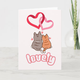 Cute Cat Couple Love Card - Romantic Valentine Ann
