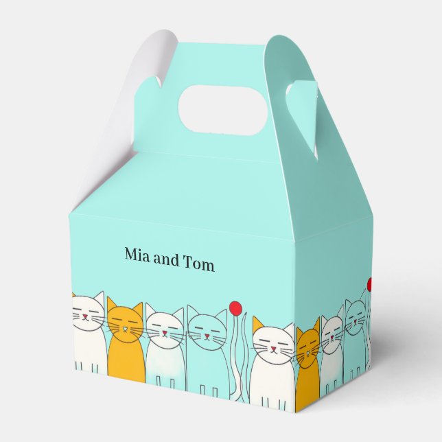 Cute Cat Couple Party Favour Box – Custom Favour B (Back Side)