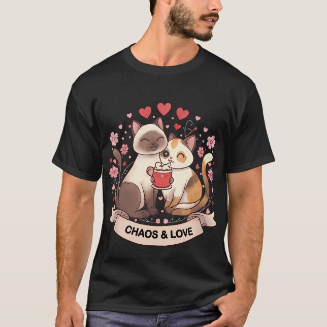 Cute Cat Couple Sticker for Romantic Gift or Cozy T-Shirt (Front)